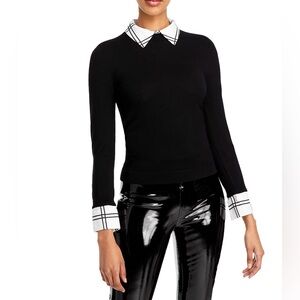 Al­ice + Olivia Por­la Con­vert­ible Col­lar and Cuffs Stretch Wool Sweater S